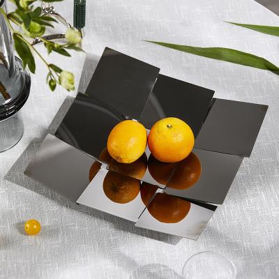 China Home decoration; Hotel Decor Luxury Silver Stainless Steel Tray Decorative Tray Fruit Tray For High Grade Decor Hotel Home Decor for sale