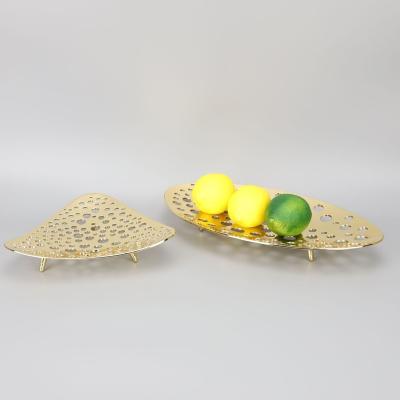 China Table Storage; Cake platter; Chocolate Tray Modern Decorative Gold Steel Serving Tray Fruit Tray Home Accessories Arabic Ramadan Chocolate Tray for sale