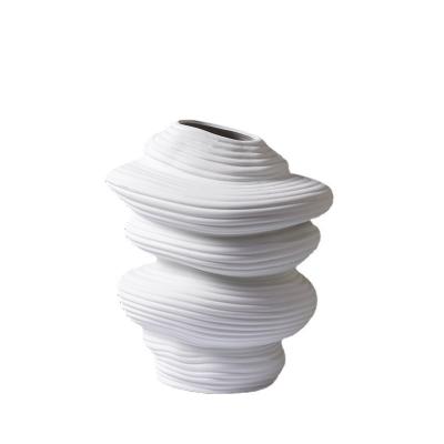 China 2021 Popular Modern Minimalist Vase Ceramic Tornado White Ceramic Vase For Home Decoration for sale