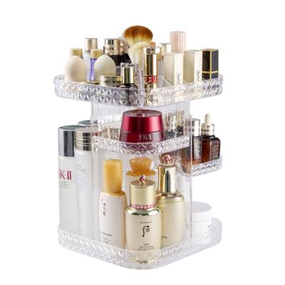 China Skin Care Product Cosmetic Transparent Acrylic Desktop Dresser Case Swivel Finish Acrylic Cosmetic Storage Boxes/Box for sale