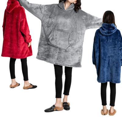 China Fleece Fleece Microfiber Wearable Fleece Blanket Wearable Hoodie Blanket Outdoor Warm Sherpa Sleeves Super Soft Adult Hoodie for sale