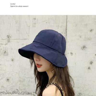 China Wind and Sun Protection Wholesale Custom Solid Color Round Cover Sunshade Fisherman Hat Large Basin Bucket Hats for sale