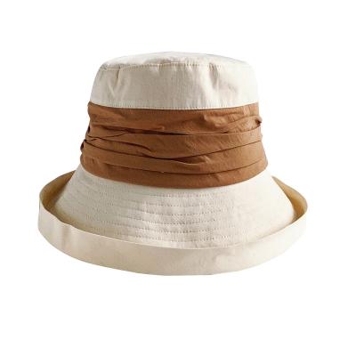 China Sunscreen Air Custom Designer Wide Brim Floppy Cotton Bucket Hat Foldable Reversible Fishing Hat For Women for sale