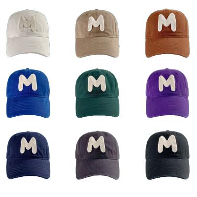 China 6-Panel hat summer cotton baseball cap men's and women's washable letter the new big M Logo Visor Hat for sale