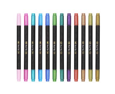 China PP 24 Colors Fine Tip Set Metallic Marker Pens For Gift Card Writing Drawing for sale