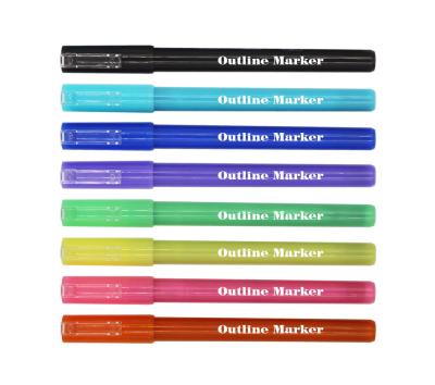 China Two Line PP Metallic Markers, Set Metal Marker Pens, 12 Colors Paint Pen Permanent Lines For Writing And Drawing for sale