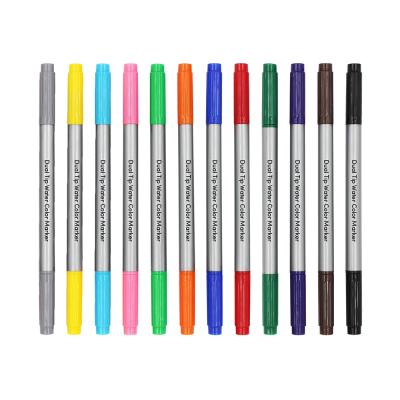 China Low Price PP Dual Color Water Tips Double Tips Marker Pen 12 Colors for sale