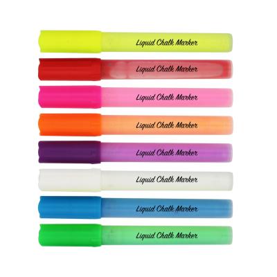 China 9 Pack Reversible Black Chisel Point Large PP Premium Slant Marker Pen Art Quality Erasable Liquid Chalk for sale