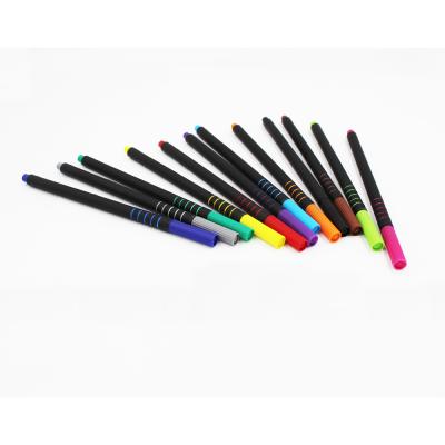 China Rubber And Wholesale Price PP Fineliner Drawing Pen Brush Fine Line Point Sketch Color Pen 12 Colors for sale