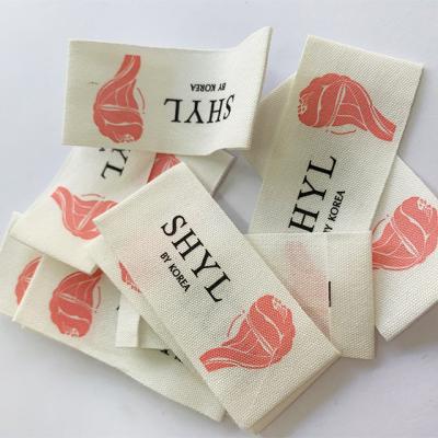 China Printed Washable Cheap Custom Cotton Printing Waist Label Neck Label Clothing Labels for sale