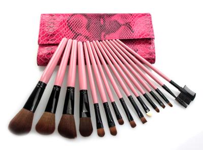 China Portable Beauty Professional Brush Set 15PCS With Aluminum Ferrule for sale