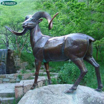 China China Garden Park RAM Decorative Statue Bronze Metal Large Bighorn Sheep Brass Sculpture for sale