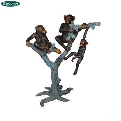 China Modern China Design in Customizable Sizes Four Monkeys on a Tree Bronze Statue for sale