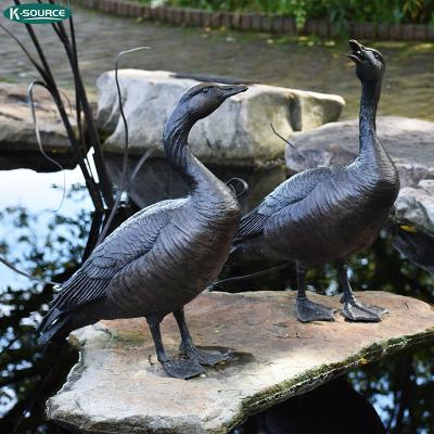 China China Metal Casting Sculpture Garden Decoration Life Size Bird Statue Goose Bronze Sculpture for sale