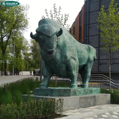 China Europe The factory sells outdoor park decorations life size bronze buffalo sculpture for sale