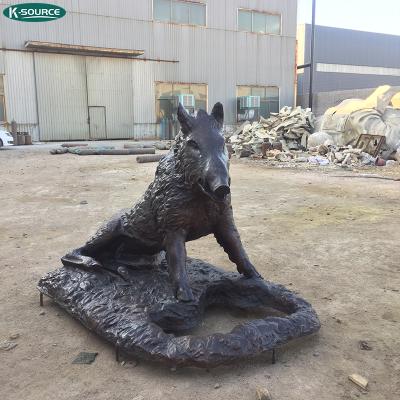 China Outdoor China Garden Decoration Metal Animal Pig Sculpture Life Size Brass Bronze Boar Statue for sale