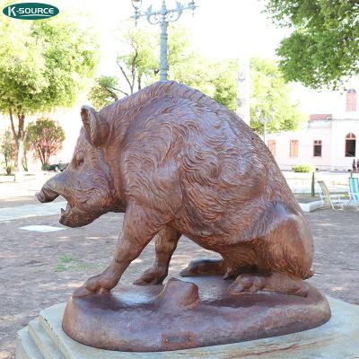 China Garden Decoration China Life Size Outdoor Animal Pig Statue Copper Boar Bronze Sculpture for sale