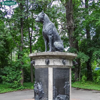 China Outdoor Life Size Brass Dog Statue China Garden Police Dog Bronze Sculpture for sale