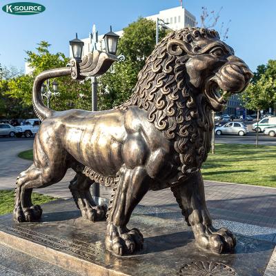 China Beautiful China Classical Standing Lion Statue Outdoor Brass Bronze Lion Sculpture for sale