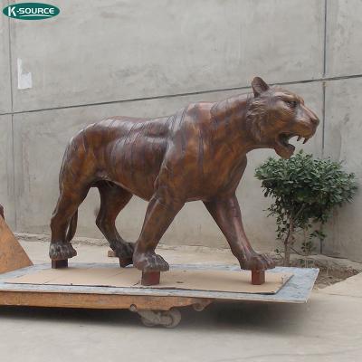 China China Custom Large Outdoor Garden Decoration Cast Copper Animal Sculpture Bronze Tiger Statue for sale