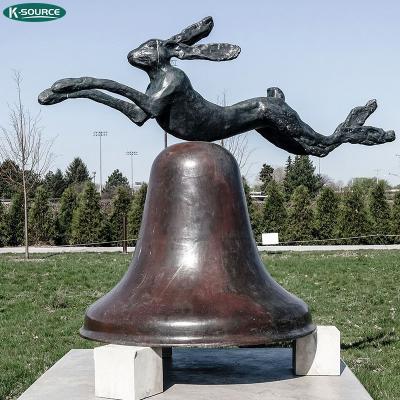 China Europe Park Outdoor Decoration Bronze Statue Of Hares On A Bell By Barry Flanagan for sale