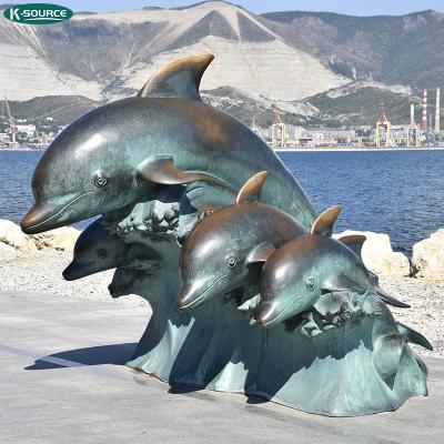 China China Bronze Dolphin Sculptures On Shore Marine Animal Sculpture for sale