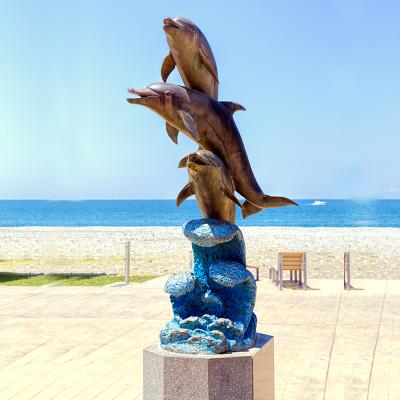 China China True Scale Art Cast Iron Statue Marine Animal Sculpture Bronze Dolphin Statue for sale