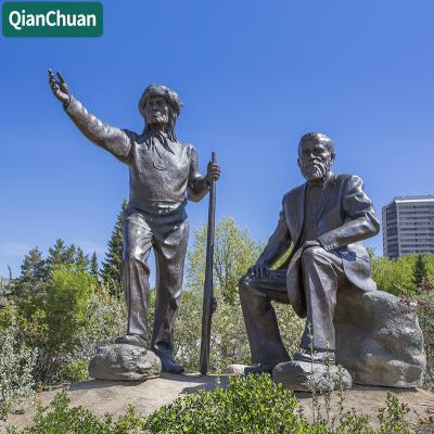 China Europe Life Size Statue Of Male Chief Whitecap And John Neilson Lake Bronze Statue for sale