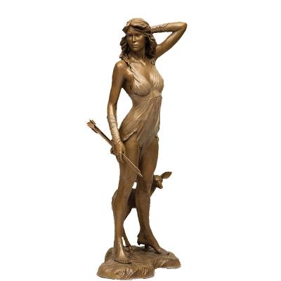 China Life Size Bronze Female Metal Decorative Art Casting Lady Europe City Sculpture Statue for sale