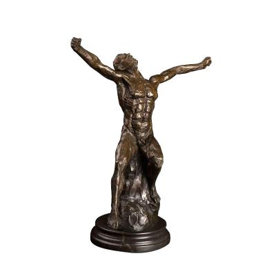 China China Marble Base Modern Home Statues Classic Muscle Bronze Reproduction Naked Male Sculpture for sale