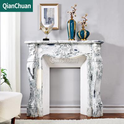 China Various styles of beautiful modern French marble mantel with mantel and fireplace flowers around for sale