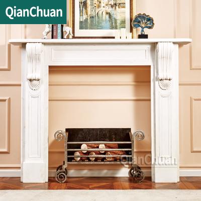 China Factory production modern hand carved classic marble fireplace mantel white marble surround for sale