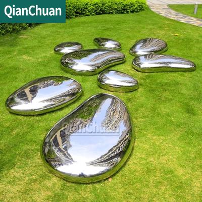 China China Garden Decoration Abstract Outdoor Metal Art Pebble Rock Statue Stainless Steel Cobblestone Sculpture for sale