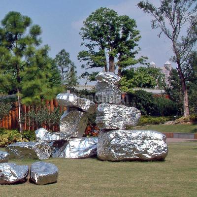 China China Garden Abstract Outdoor Metal Sculpture Stainless Steel Shape Stone Statues for sale