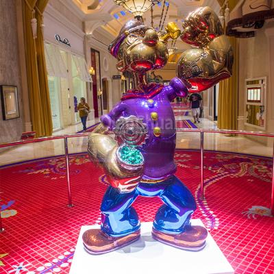 China Modern indoor art china metal cartoon jeff koons stainless steel colored mirror polished popeye sculpture for sale