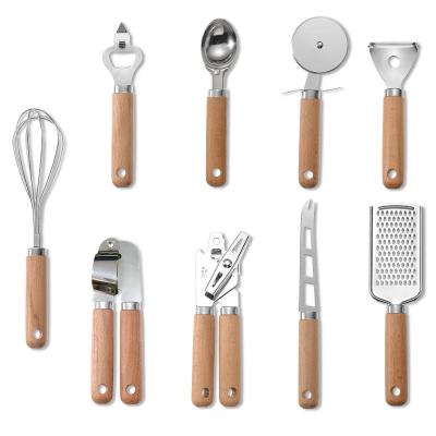 China 9 Pieces Sustainable Small Peeler Saw For Cutting Pizza And Potatoes Kitchen Utensil Wooden Shredded Dining Rack Cooking Tool Kit for sale