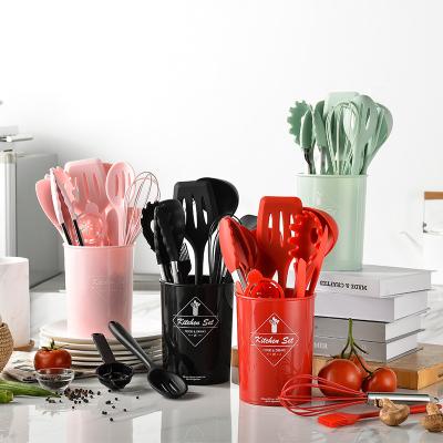 China Sustainable Process Kitchenware One Piece Casting Tool Silicone Cooking Kitchen Utensil Set Rack Accessories Cooking Tool Pocket Cookware for sale