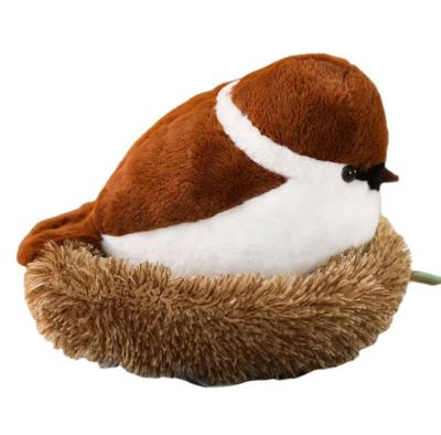 China Gift Plush Toy Simulation Sparrow Plush Toy With Bird Nest Christmas Plush Toy for sale