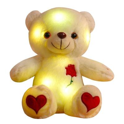 China Stuffed Plush Toy LED Light Glowing Rose Teddy Bear Valentine's Day Toy for sale