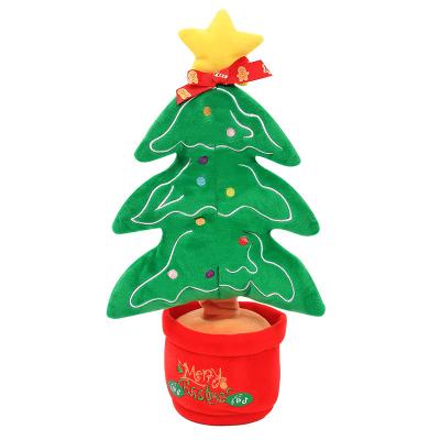 China New Electric Plush Christmas Cartoon Will Glow Singing Christmas Tree Cactus Christmas Gift for sale