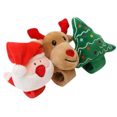 China Lovely Polyester Elk Christmas Tree Santa Claus Plush Toy Applause Ring Bracelet For Kids for sale