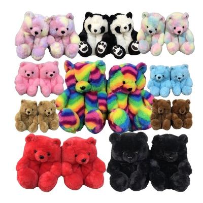 China Wholesale Fashion Trend Teddy Bear Slippers Ladies New Stuffed Furry Slippers Customize Teddy Bear Slippers for sale