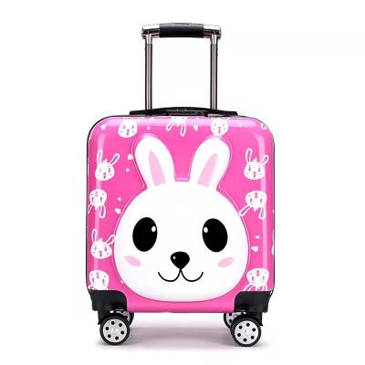 China Fashion Cute Small Size Universal Wheel Suitcase Kids Cartoon Cute Boarding Suitcase Custom ABS+PC 18 Inch Luggage For Kids for sale