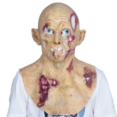 China Halloween Mask Handmade Zombie Mask Props Neck Grimace Zombie Mask Masquerade Cosplay Along Realistic Halloween Mask for sale