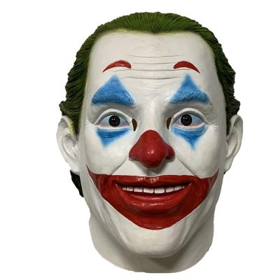 China Scary Green Latex Joker Clown Mask Cosplay Props Horror Hair Halloween Wig Costume New for sale