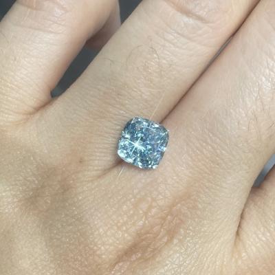 China Large Size Fancy Intense Blue CVD Laboratory Diamond Cushion Shape 4.55ct for sale