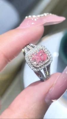 China 2CT de laboratorium Gekweekte Roze Trouwring VVS1 van Diamond Jewelry Rings Radiant Cut Te koop