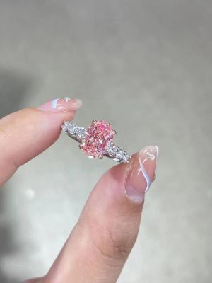 China 2.5ct Fancy Pink Lab Created Diamond Engagement Rings 18K White Gold Bridal Ring Te koop