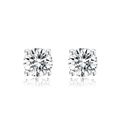 Chine Conception de forme ronde classique 18 carats Boucles d'oreilles en diamant de laboratoire bijoux Best-seller Boucles d'oreilles en diamant de forme ronde de 0,3 carats à vendre