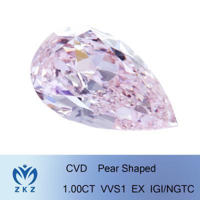 China ZKZ Diamonds Pink Collections Synthetic Man Made Lab Grown Diamonds CVD 1ct Pear VS1 EX IGI for Rings Pendants Earrings for sale